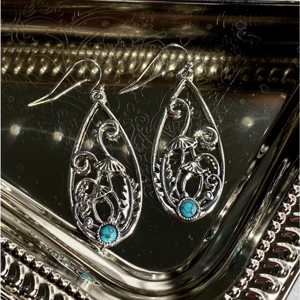 Boho mushroom earrings retro teardrop bohemian dangle mushroom jewelry gift